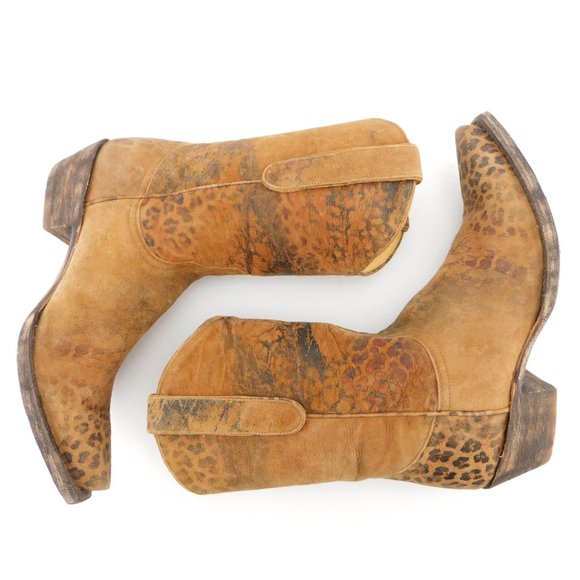 New OLD GRINGO Brown Leopard Print Leather Block Heel Western Boots 8 - Picture 4 of 8